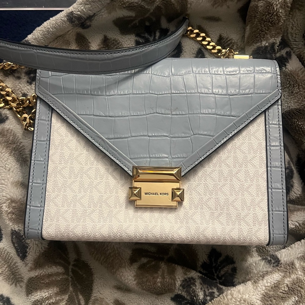 Michael Kors Blue and Cream Crossbody Bag